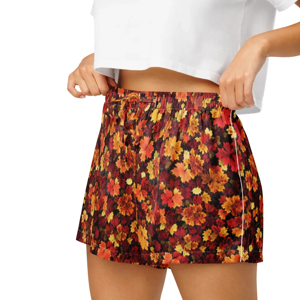Falling Gold on Women's Pajama Shorts — Left