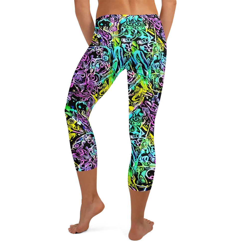 Psychic Graffiti on Capri Leggings — Back