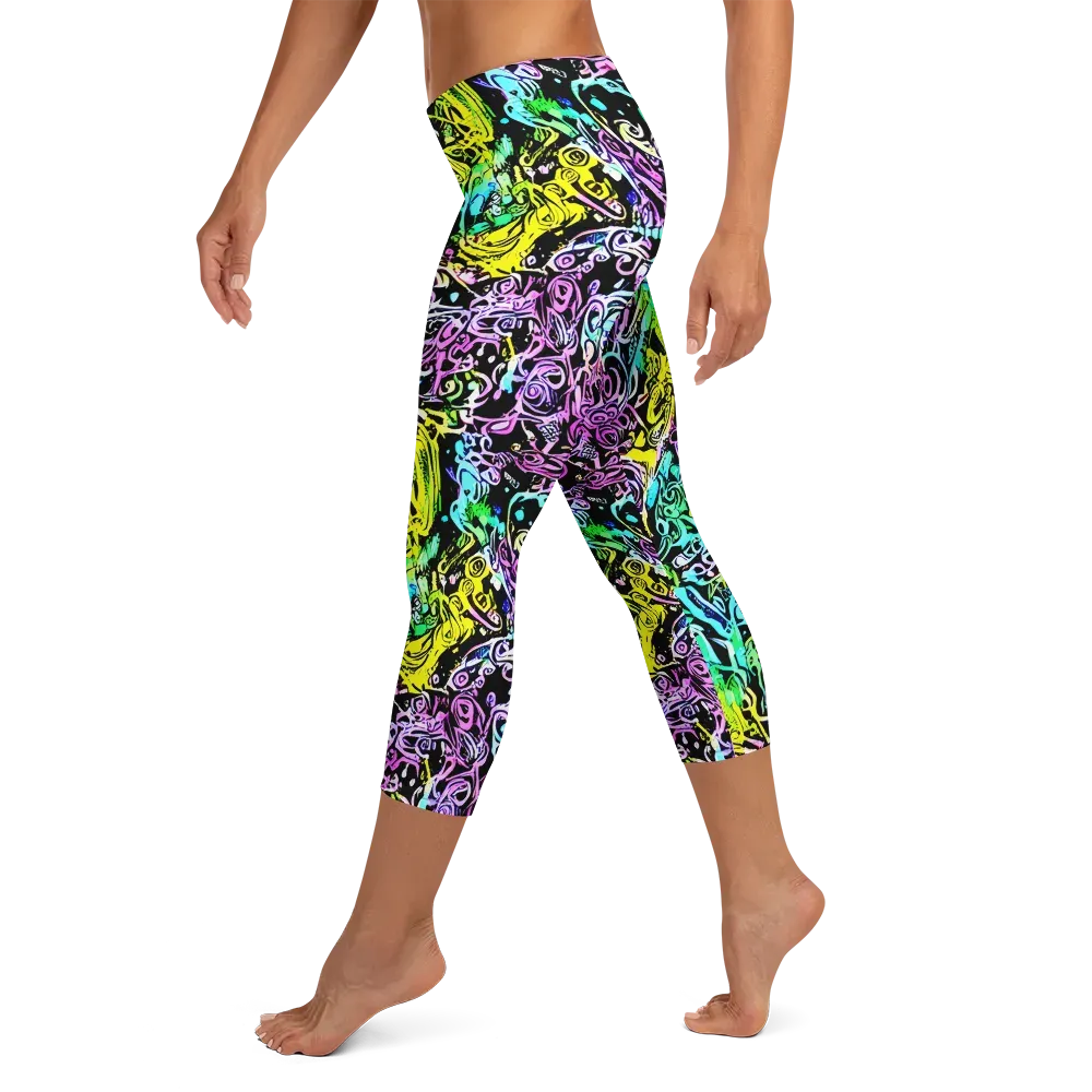Psychic Graffiti on Capri Leggings — Left