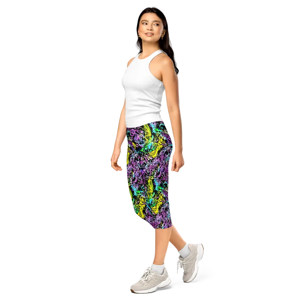 Psychic Graffiti on Capri Leggings — Left Front