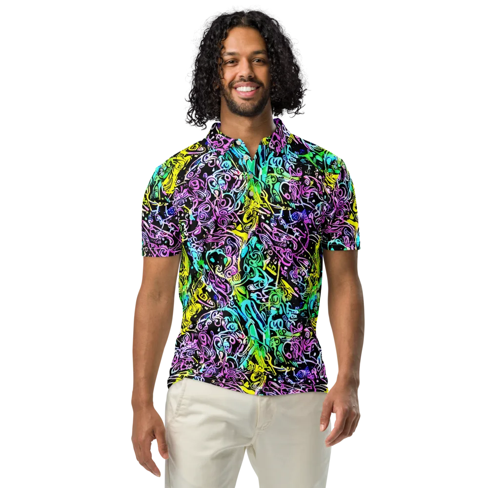 Psychic Graffiti on Men's Slim Fit Polo Shirt — Front