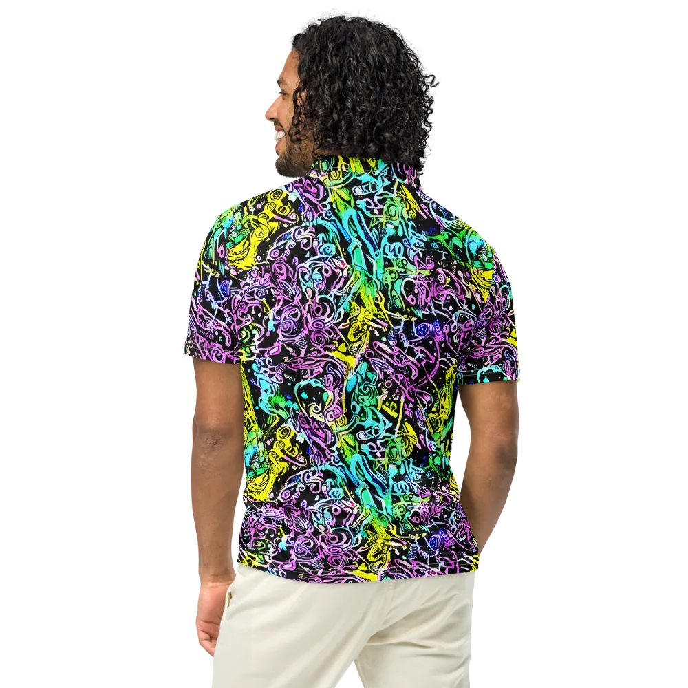 Psychic Graffiti on Men's Slim Fit Polo Shirt — Back