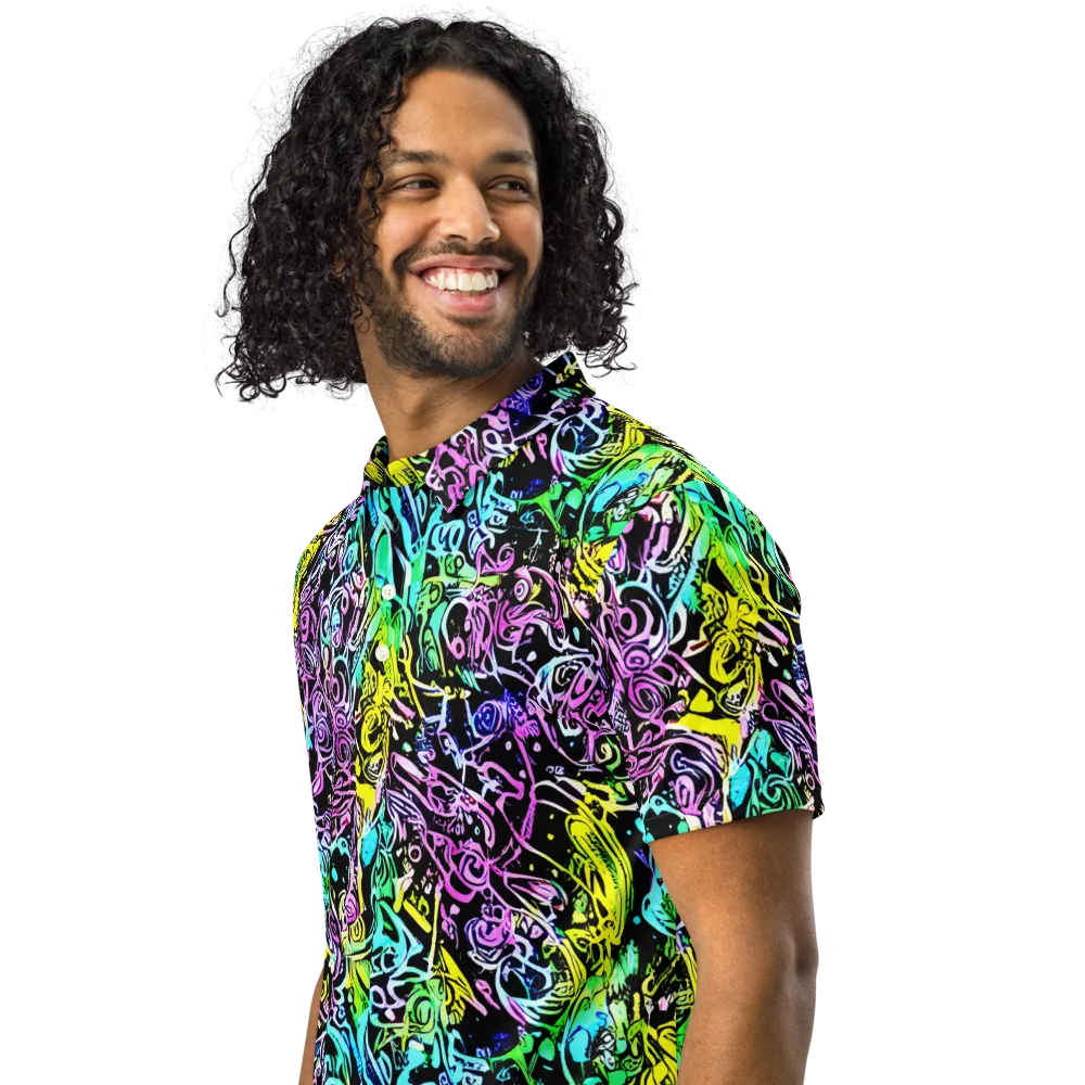 Psychic Graffiti on Men's Slim Fit Polo Shirt — Left Front