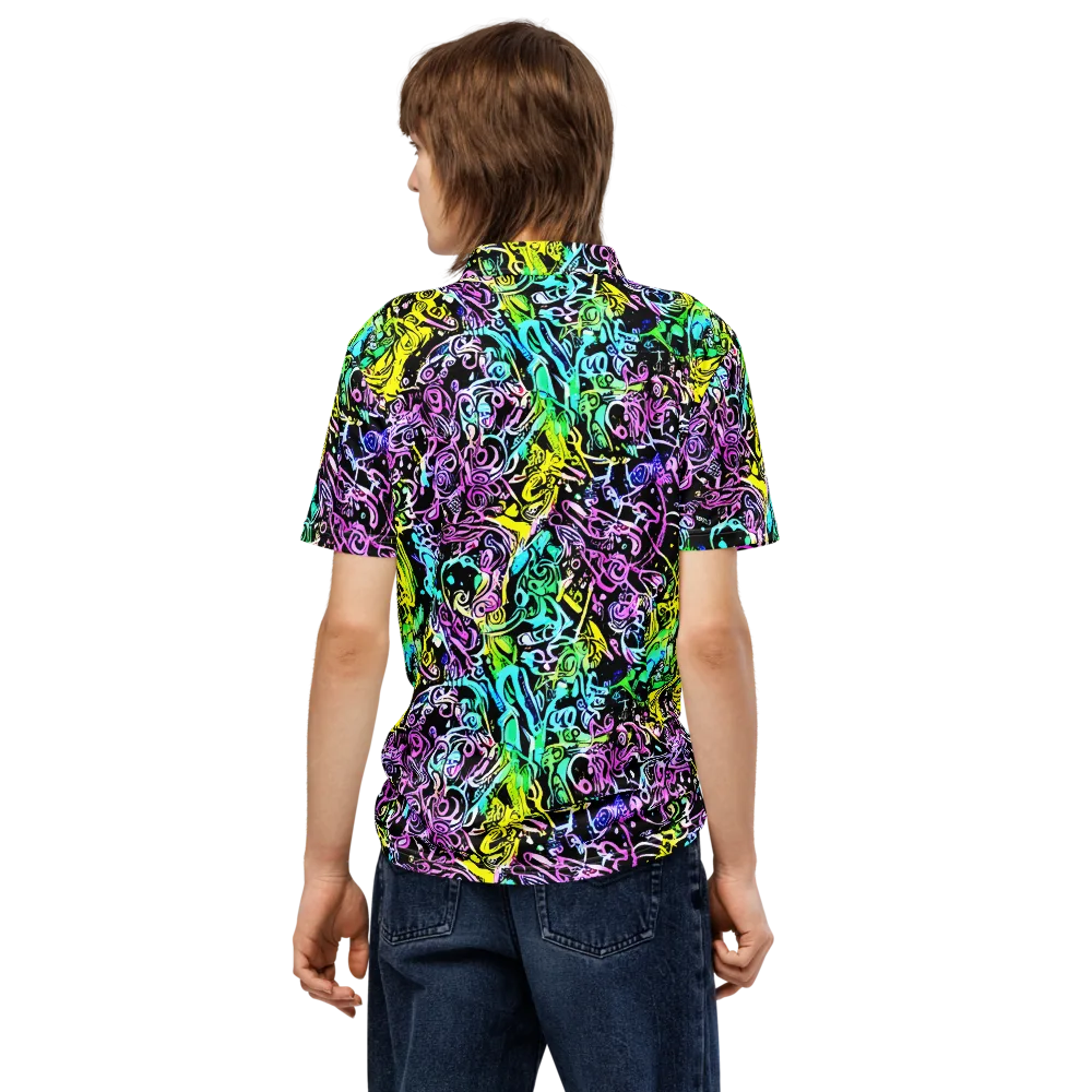 Psychic Graffiti on Men's Slim Fit Polo Shirt — Back