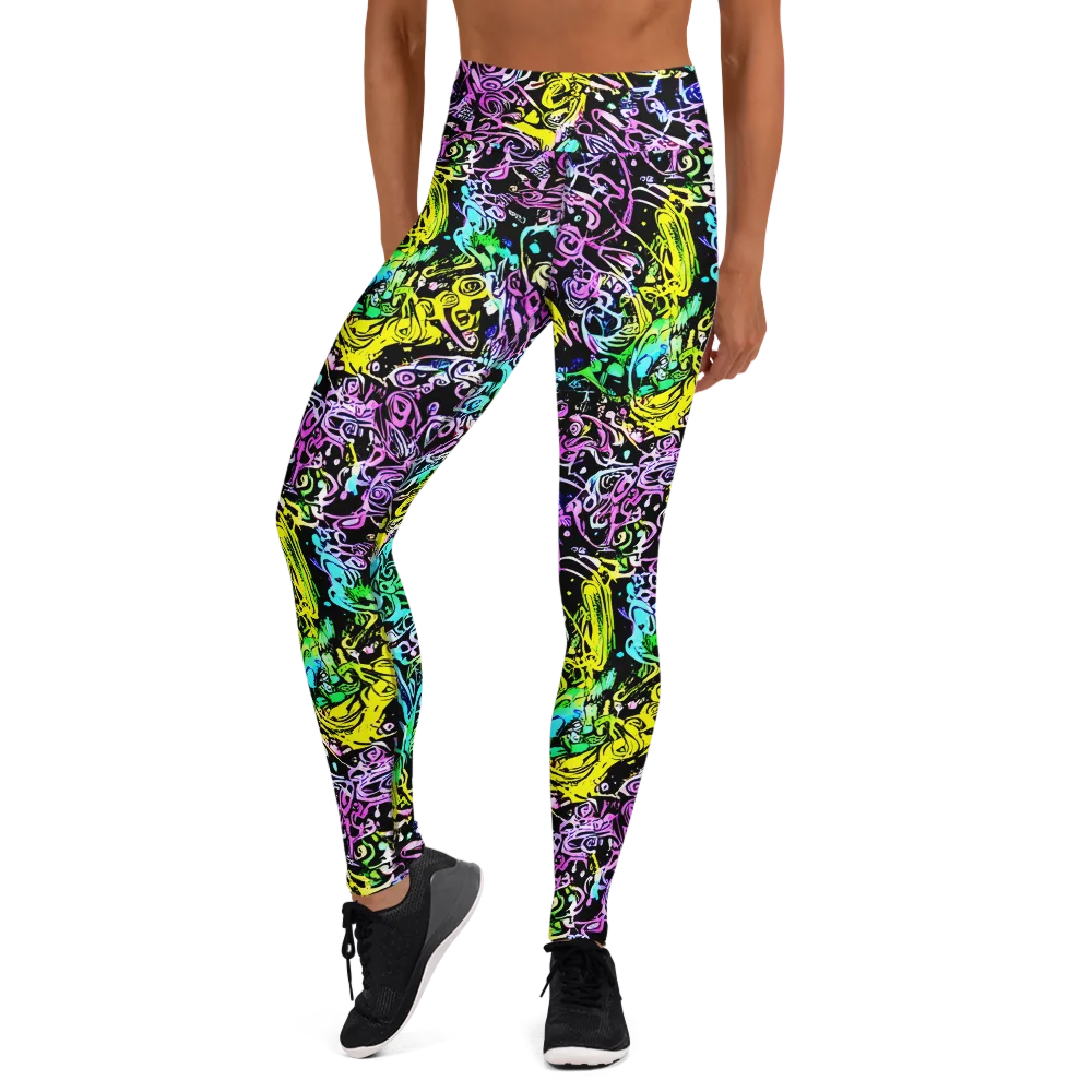 Psychic Graffiti on Yoga Leggings — Front