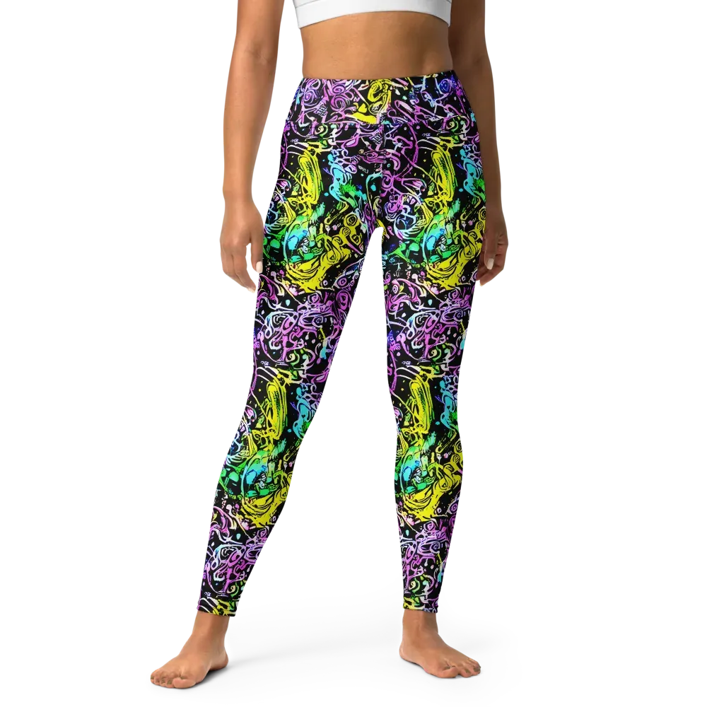 Psychic Graffiti on Yoga Leggings — Front