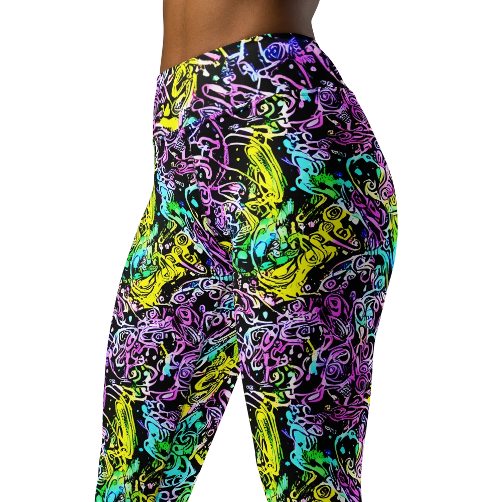 Psychic Graffiti on Yoga Leggings — Left Front