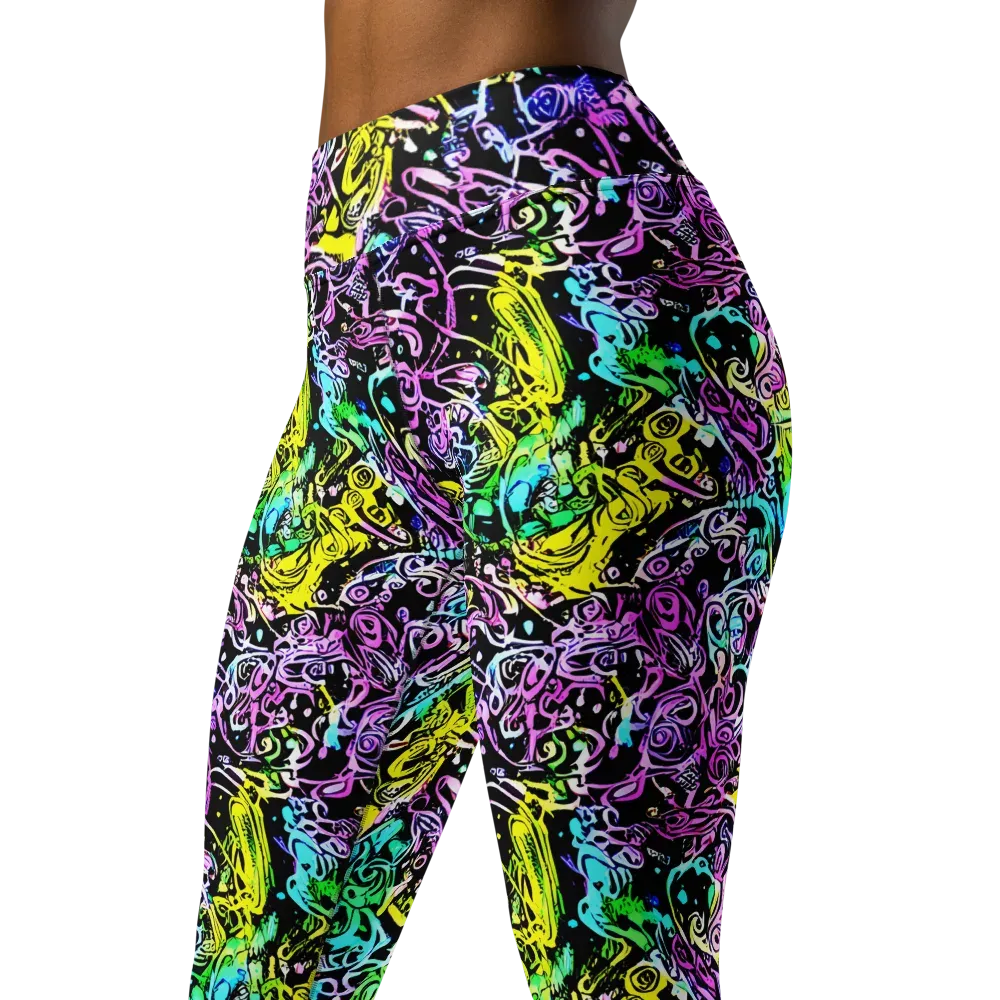 Psychic Graffiti on Yoga Leggings — Left Front