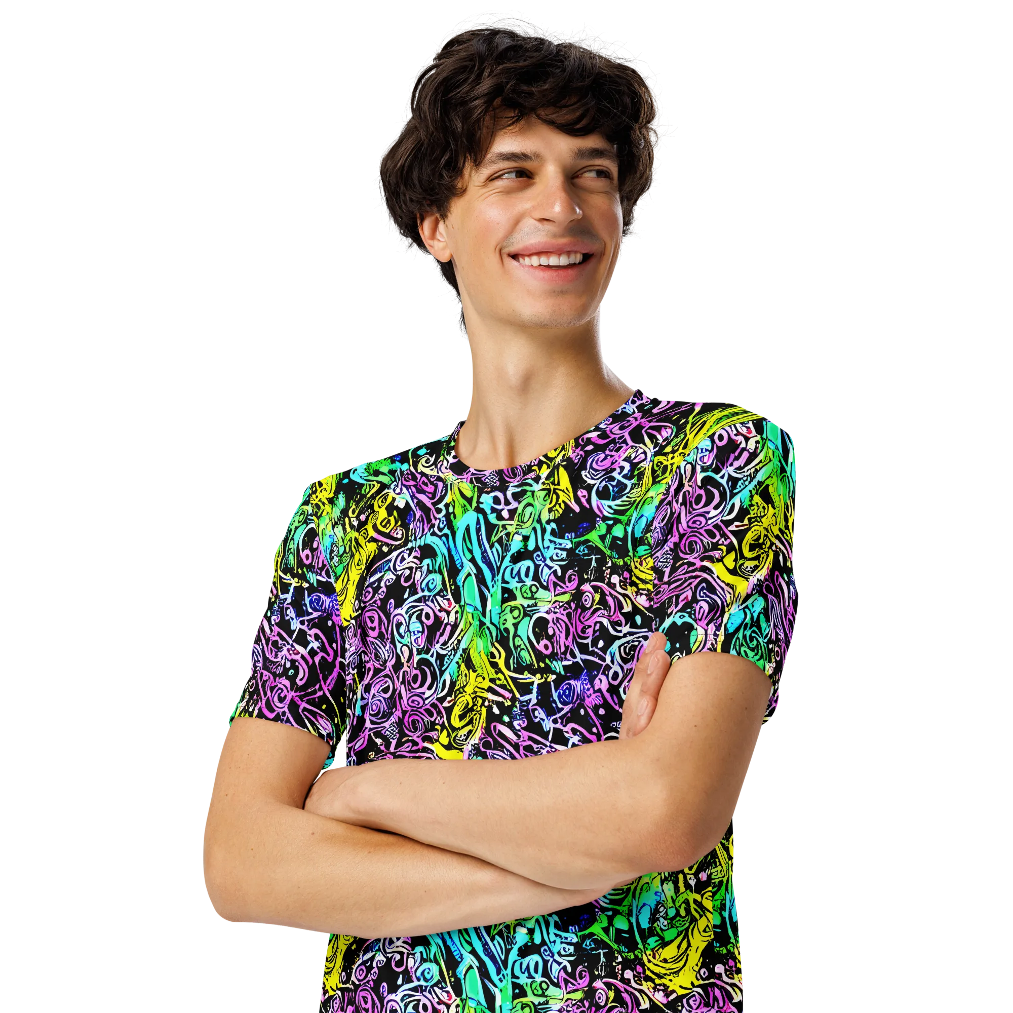 Psychic Graffiti on Men's Crew Neck T-Shirt — Left Front