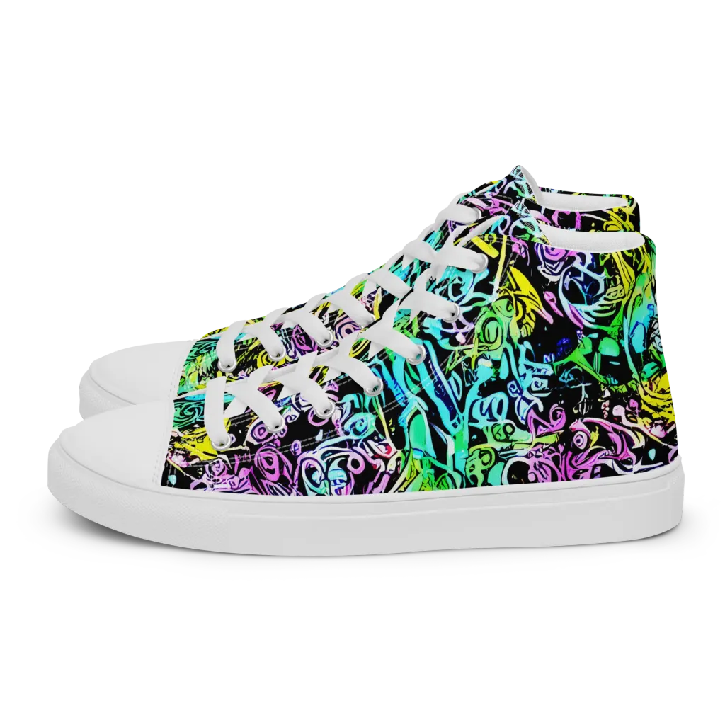 Psychic Graffiti on Men's High Top Canvas Shoes — Left