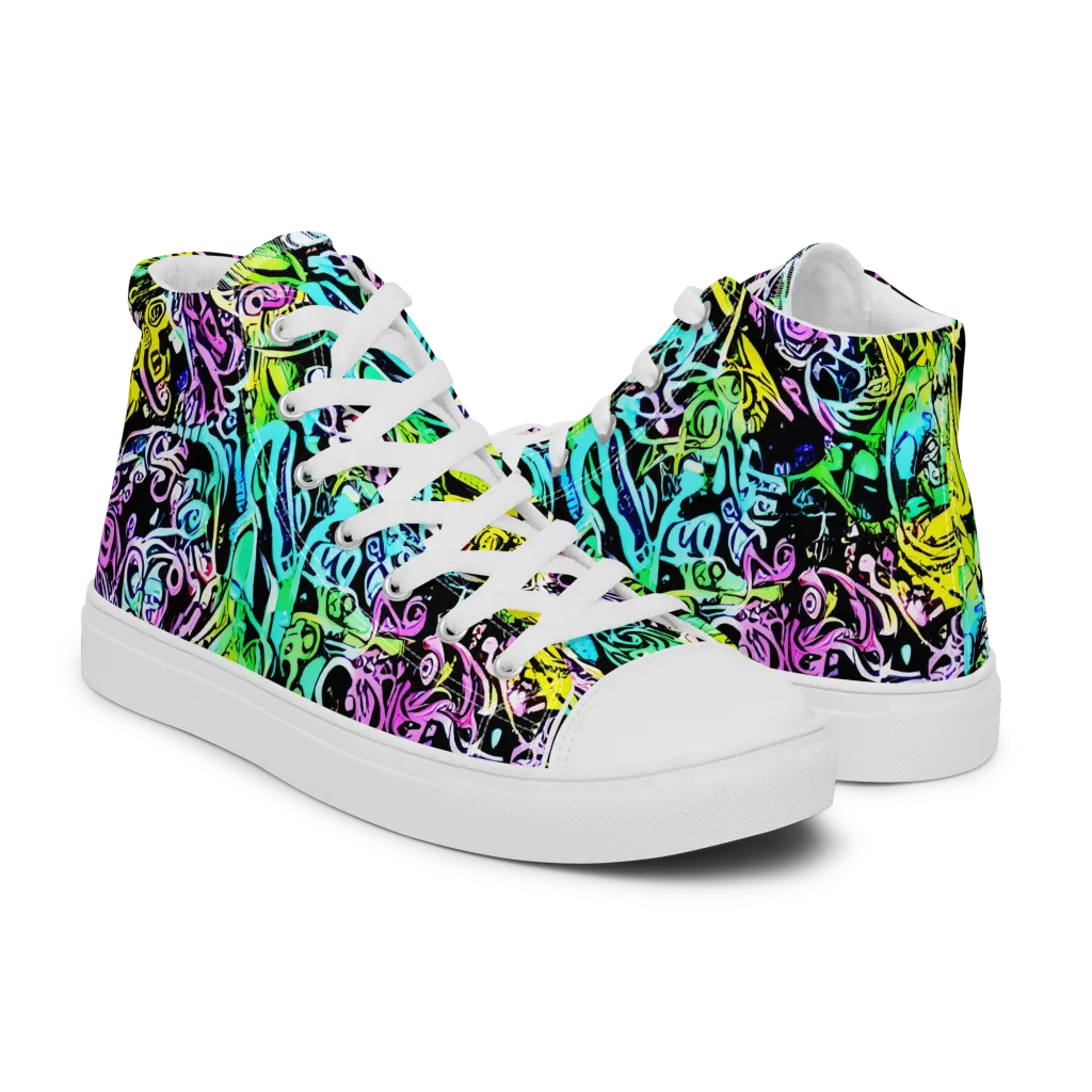 Psychic Graffiti on Men's High Top Canvas Shoes — Right
