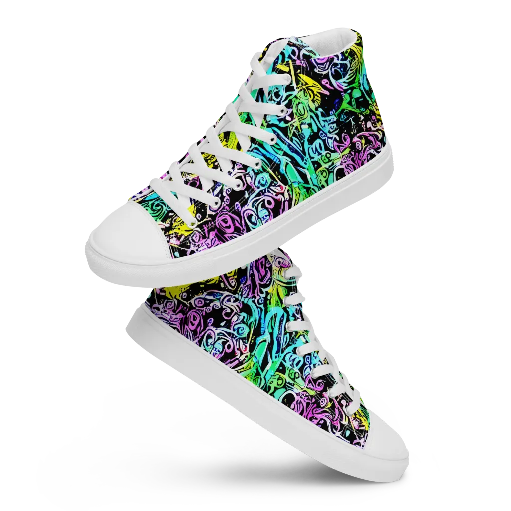 Psychic Graffiti on Men's High Top Canvas Shoes — Front