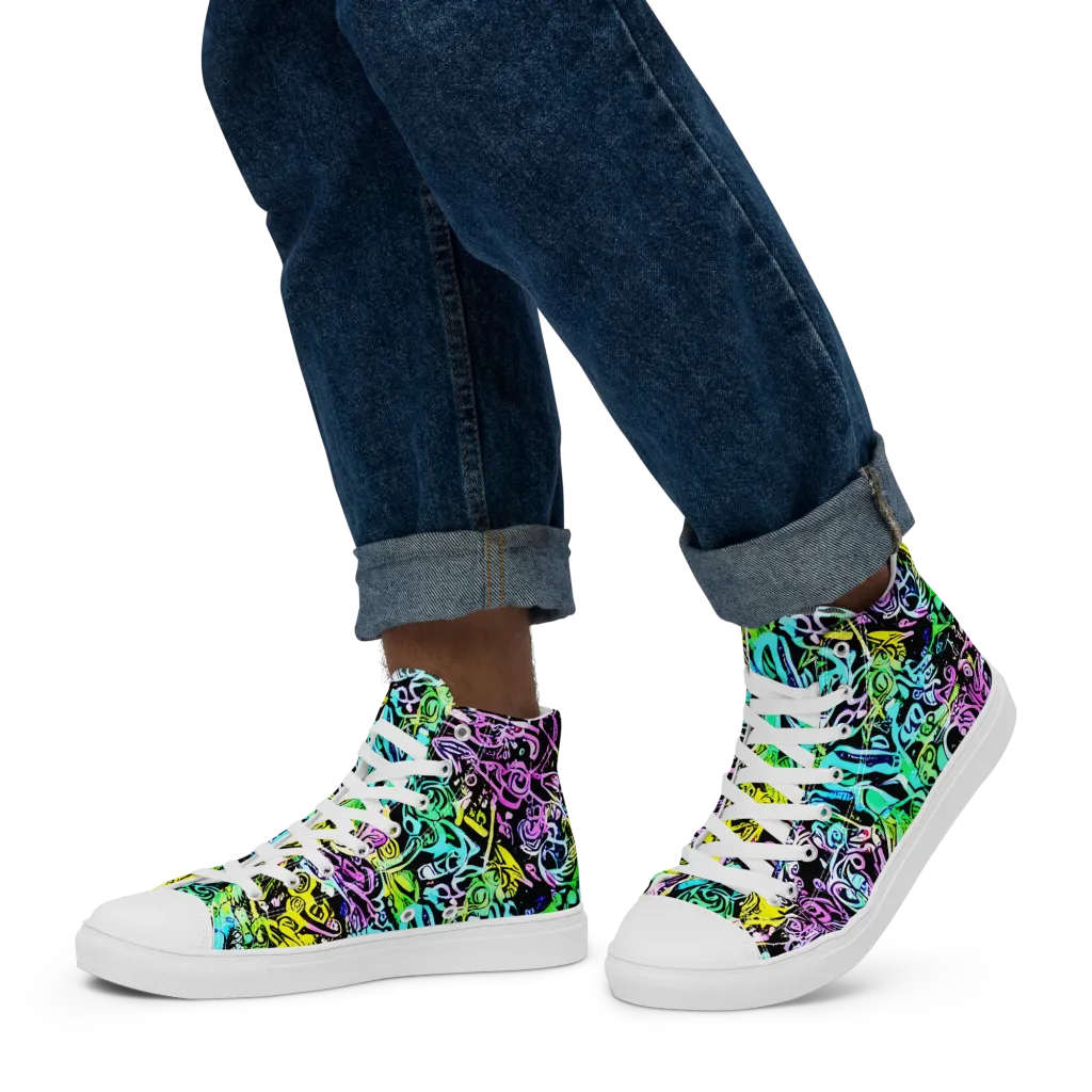 Psychic Graffiti on Men's High Top Canvas Shoes — Left