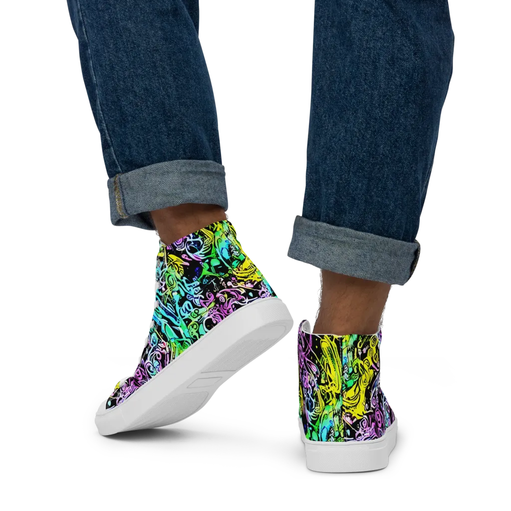 Psychic Graffiti on Men's High Top Canvas Shoes — Back