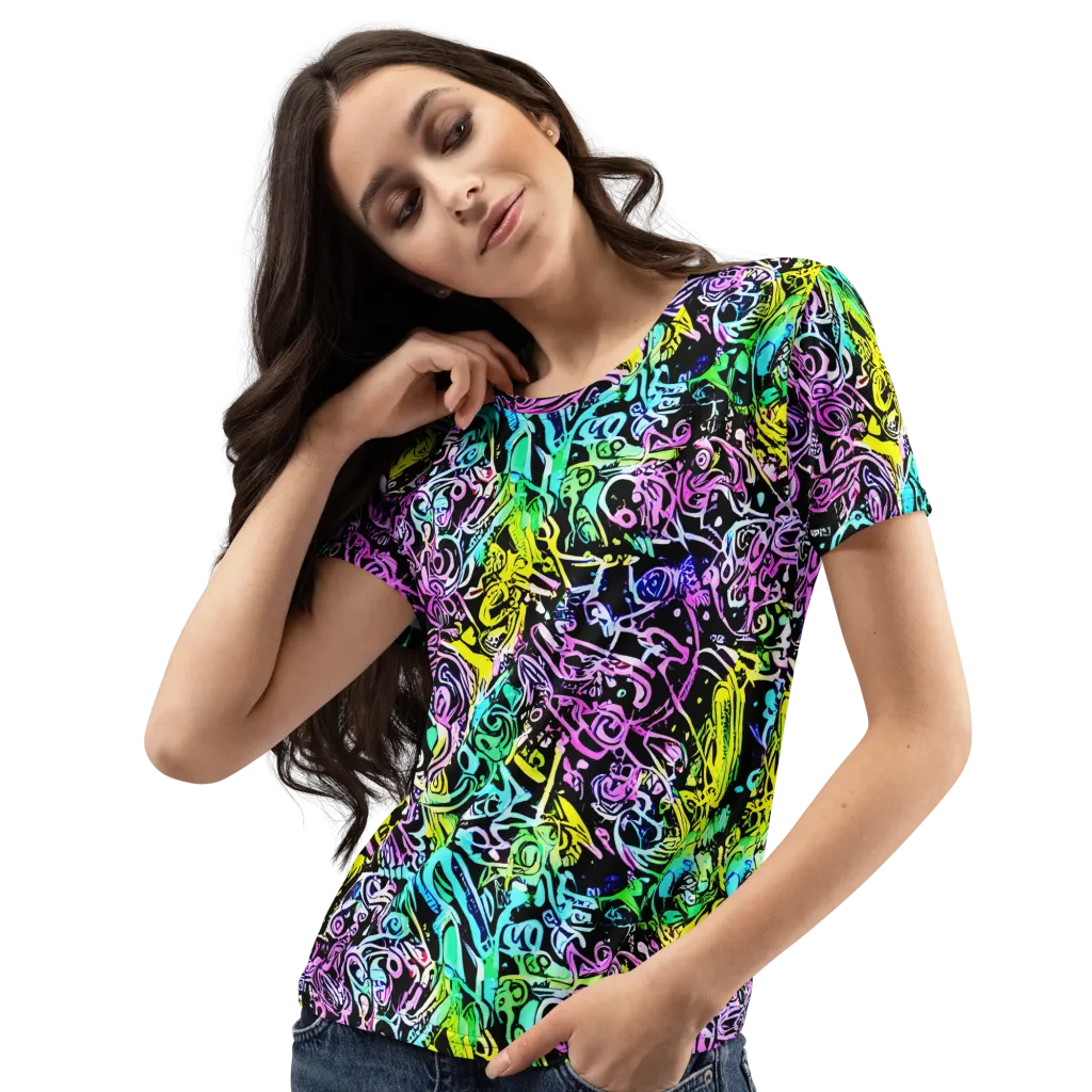 Psychic Graffiti on Women's Crew Neck T-Shirt — Left Front
