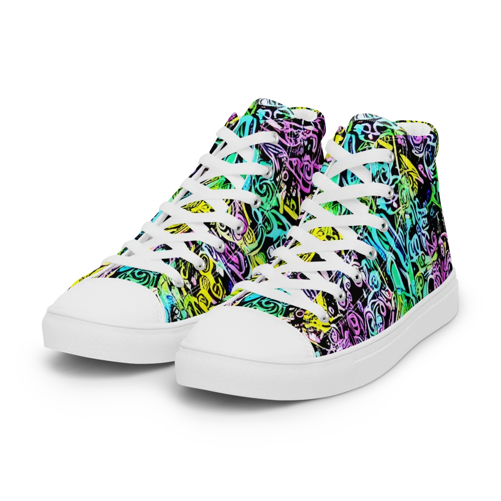 Psychic Graffiti on Women's High Top Canvas Shoes — Left Front