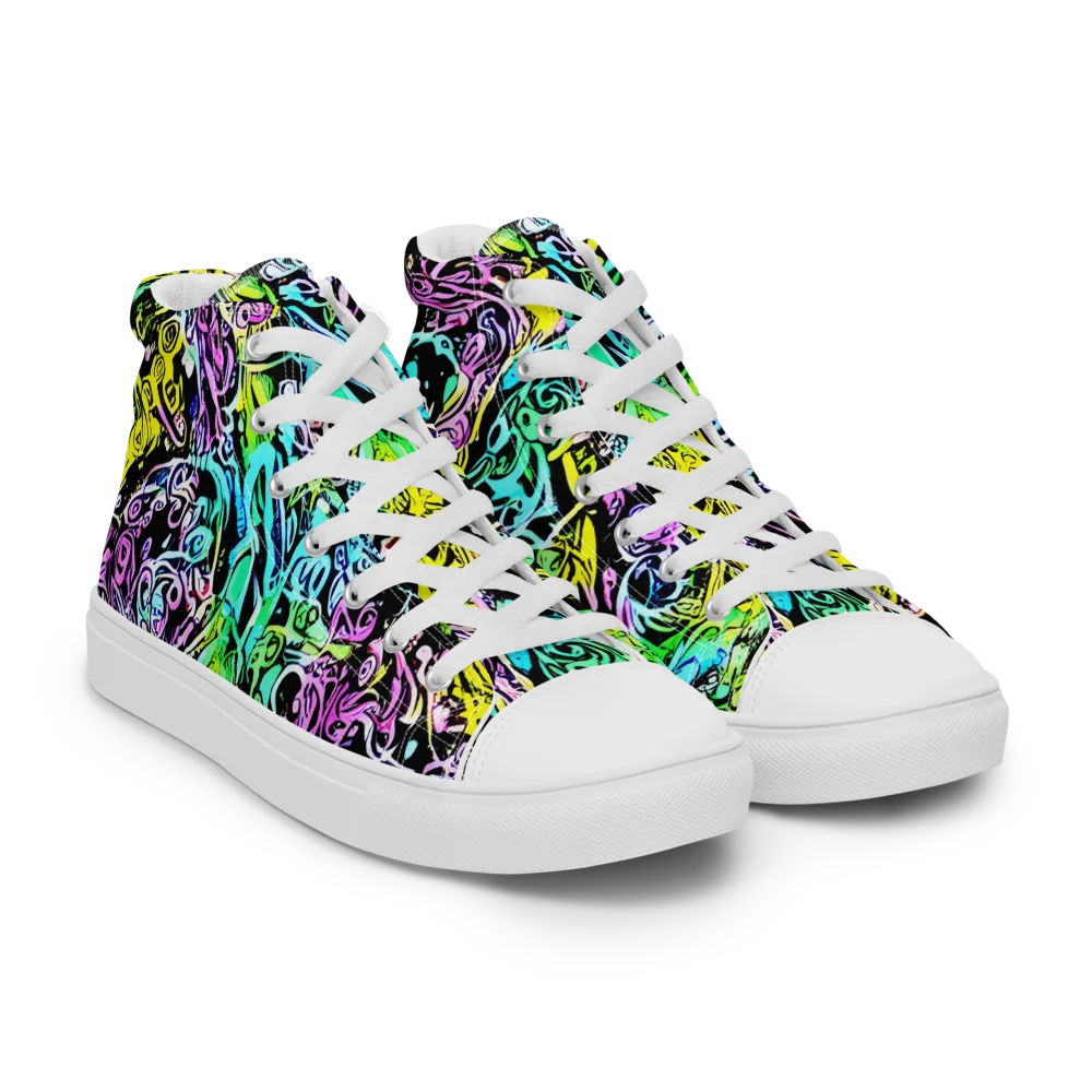 Psychic Graffiti on Women's High Top Canvas Shoes — Right Front