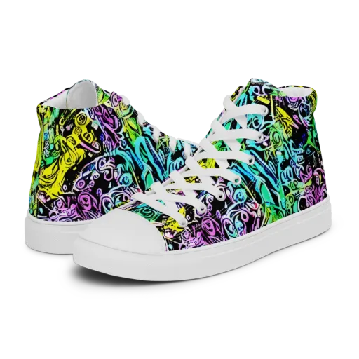 Psychic Graffiti on a Women's High Top Canvas Shoes