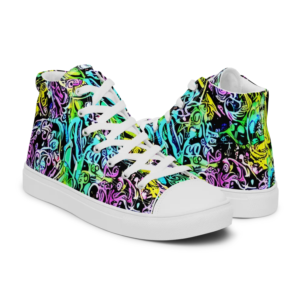 Psychic Graffiti on Women's High Top Canvas Shoes — Right