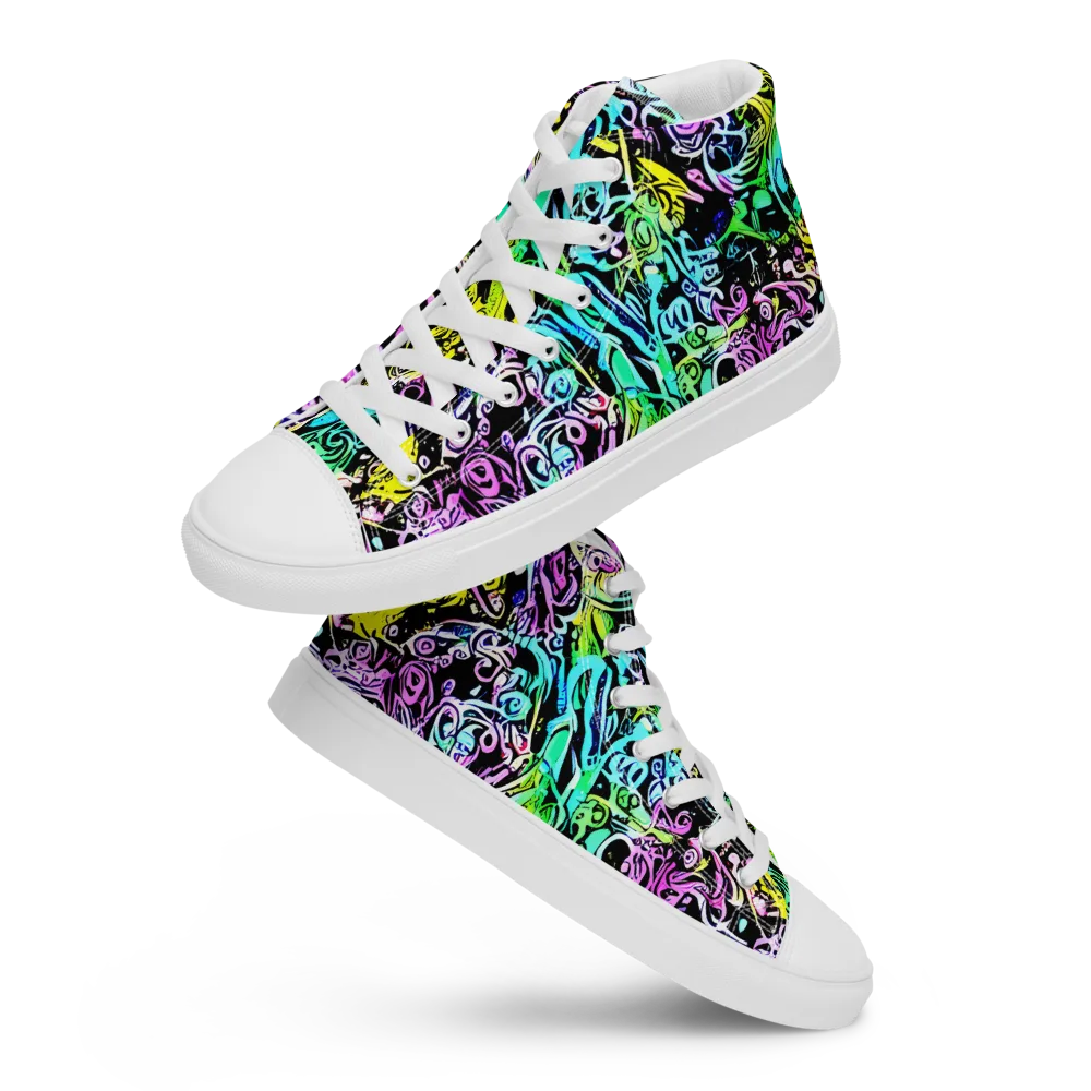 Psychic Graffiti on Women's High Top Canvas Shoes — Front