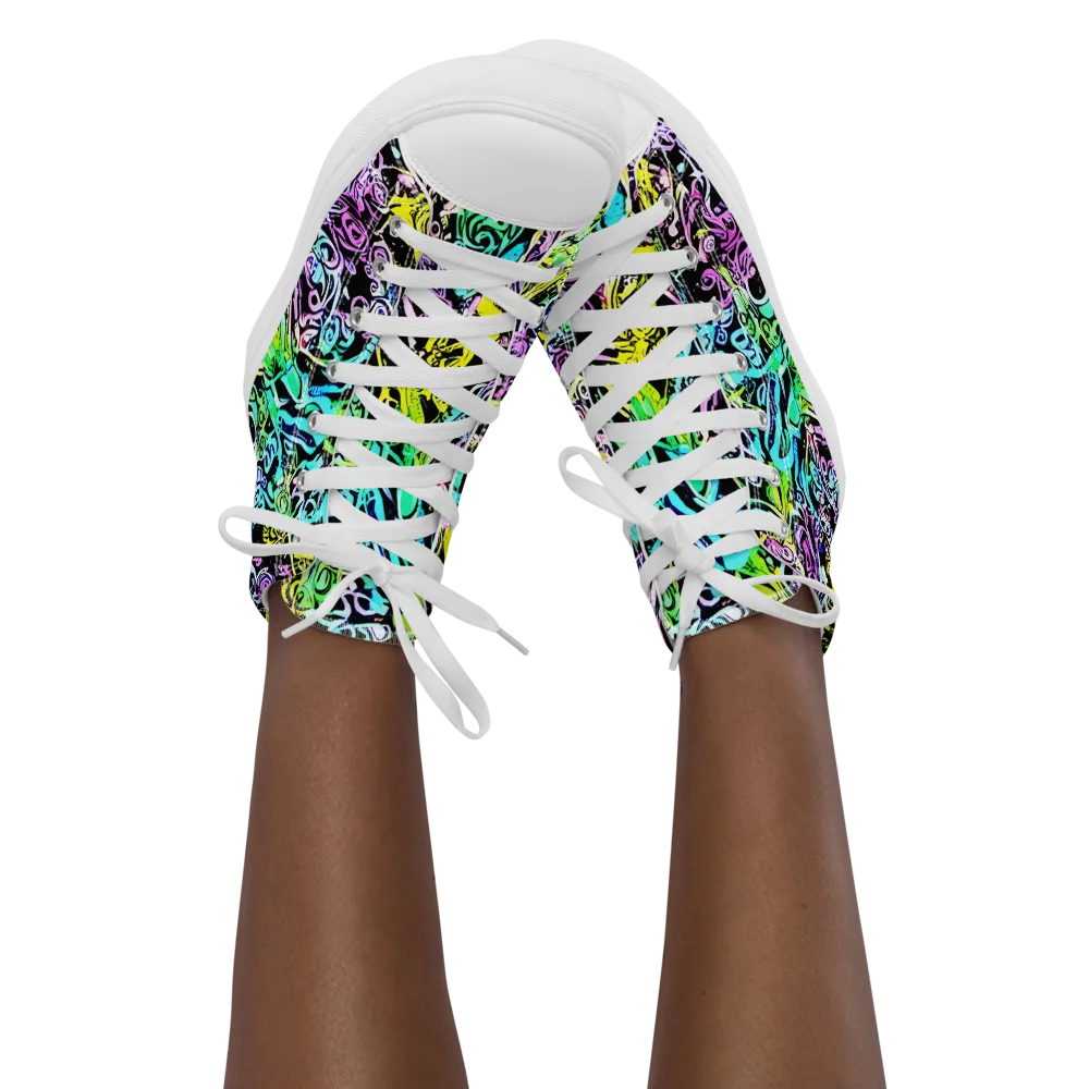Psychic Graffiti on Women's High Top Canvas Shoes — Front