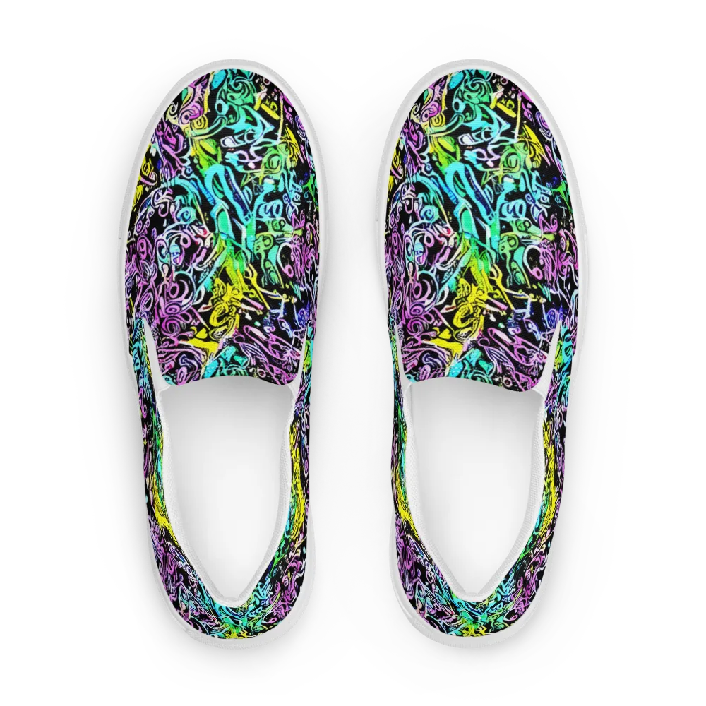 Psychic Graffiti on Men's Slip-On Canvas Shoes — Front