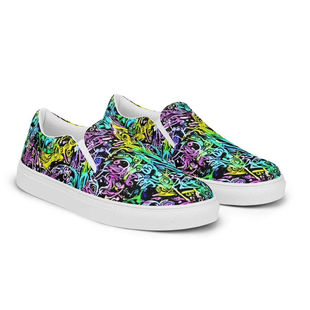 Psychic Graffiti on Men's Slip-On Canvas Shoes — Right Front