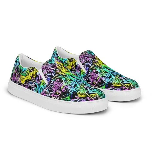 Psychic Graffiti on a Men's Slip-On Canvas Shoes