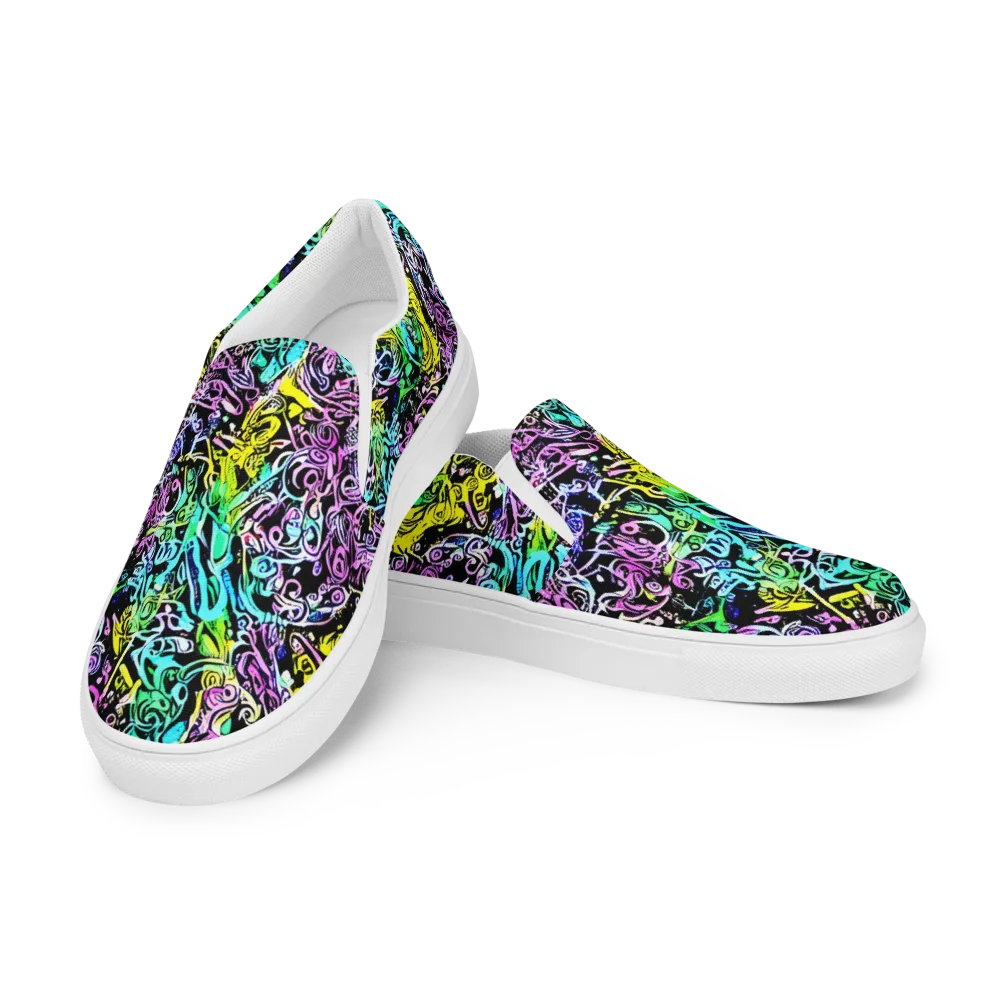 Psychic Graffiti on Men's Slip-On Canvas Shoes — Left Front
