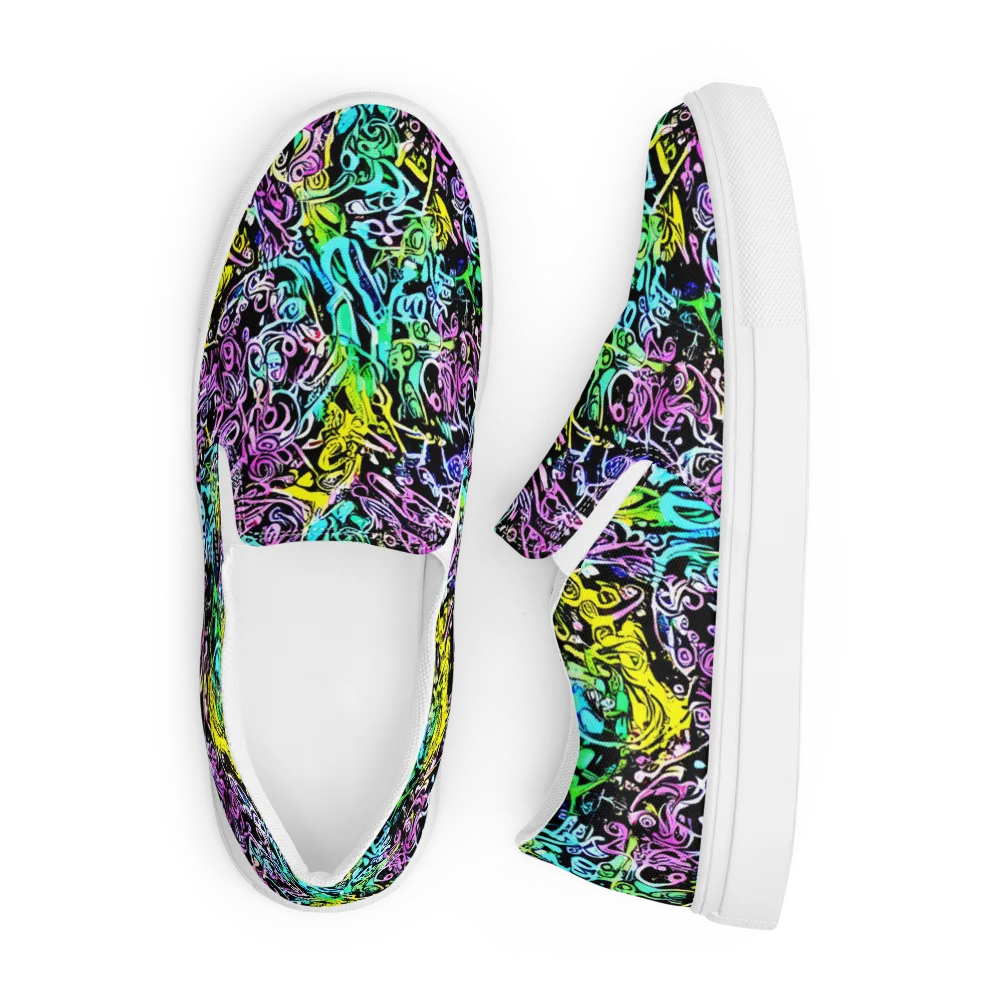 Psychic Graffiti on Men's Slip-On Canvas Shoes — Front