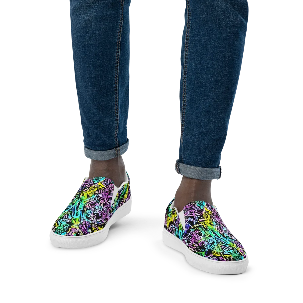 Psychic Graffiti on Men's Slip-On Canvas Shoes — Front