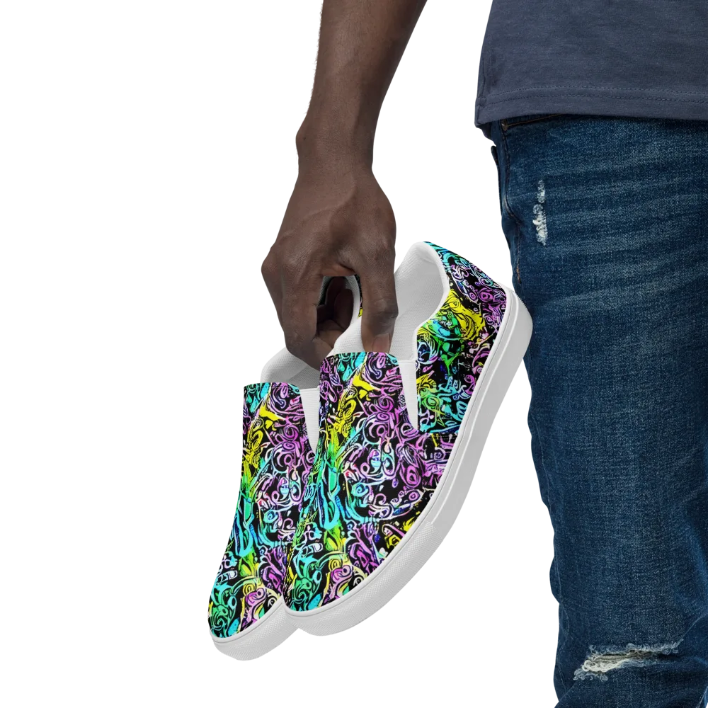 Psychic Graffiti on Men's Slip-On Canvas Shoes — Left Front