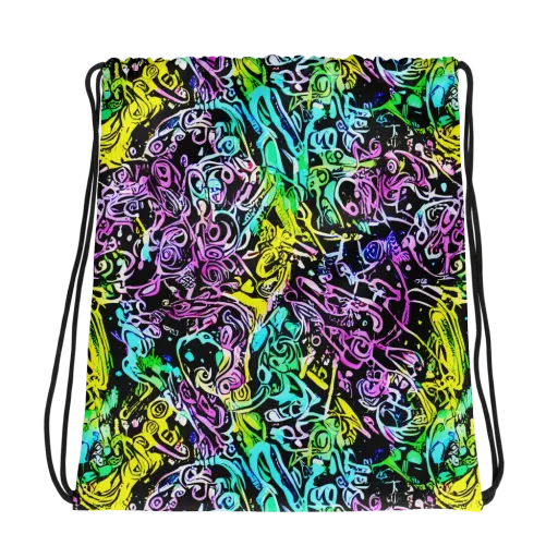 Psychic Graffiti on a Drawstring Bag