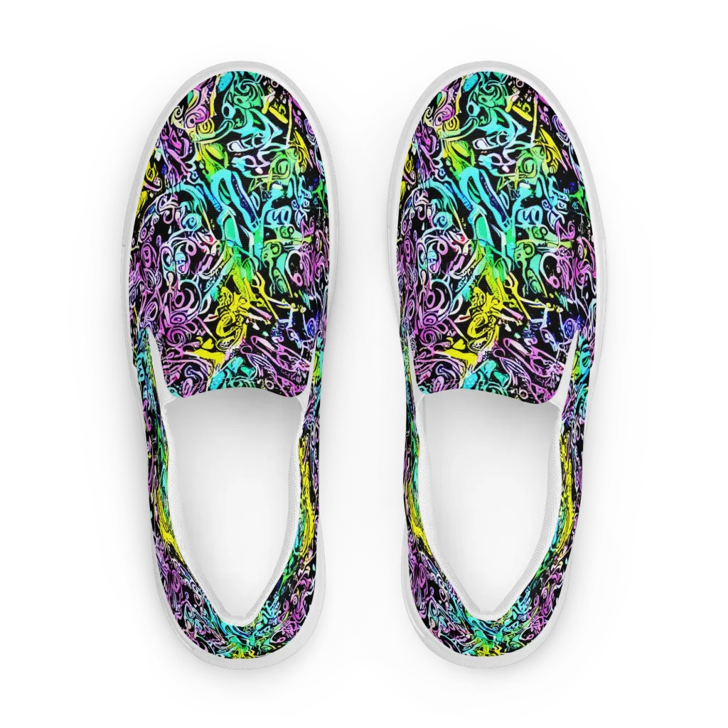 Psychic Graffiti on Women's Slip-On Canvas Shoes — Front