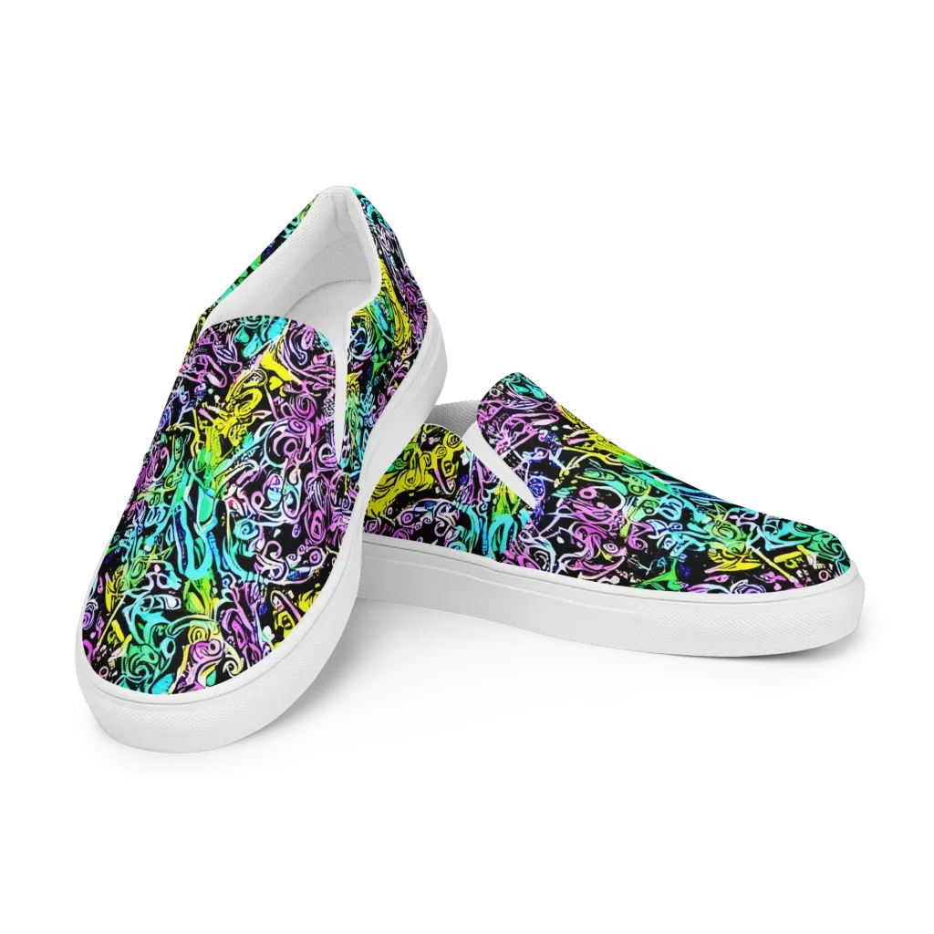 Psychic Graffiti on Women's Slip-On Canvas Shoes — Left Front