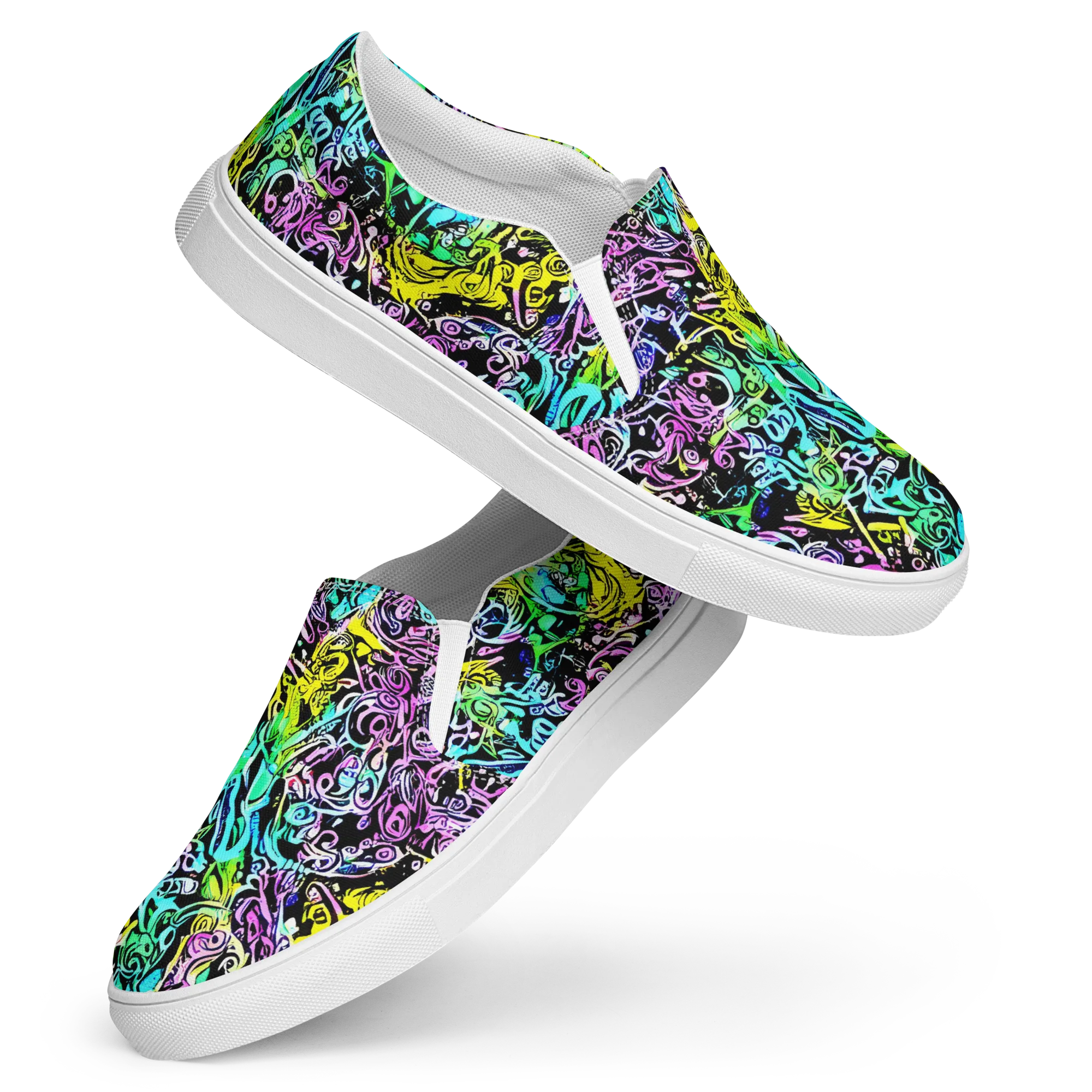 Psychic Graffiti on Women's Slip-On Canvas Shoes — Front