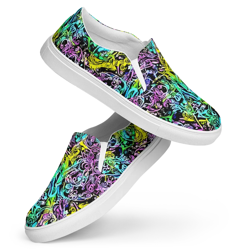 Psychic Graffiti on Women's Slip-On Canvas Shoes — Front
