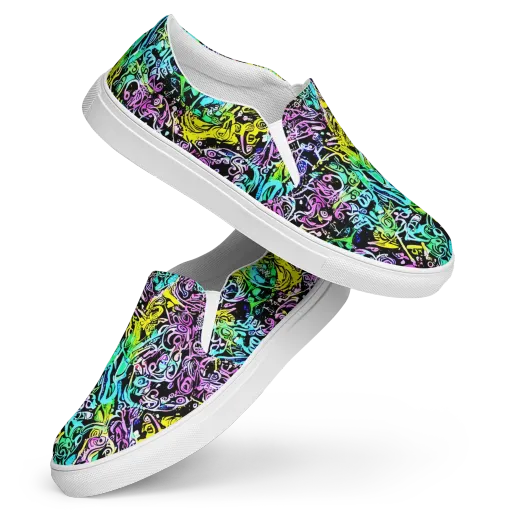Psychic Graffiti on a Women's Slip-On Canvas Shoes