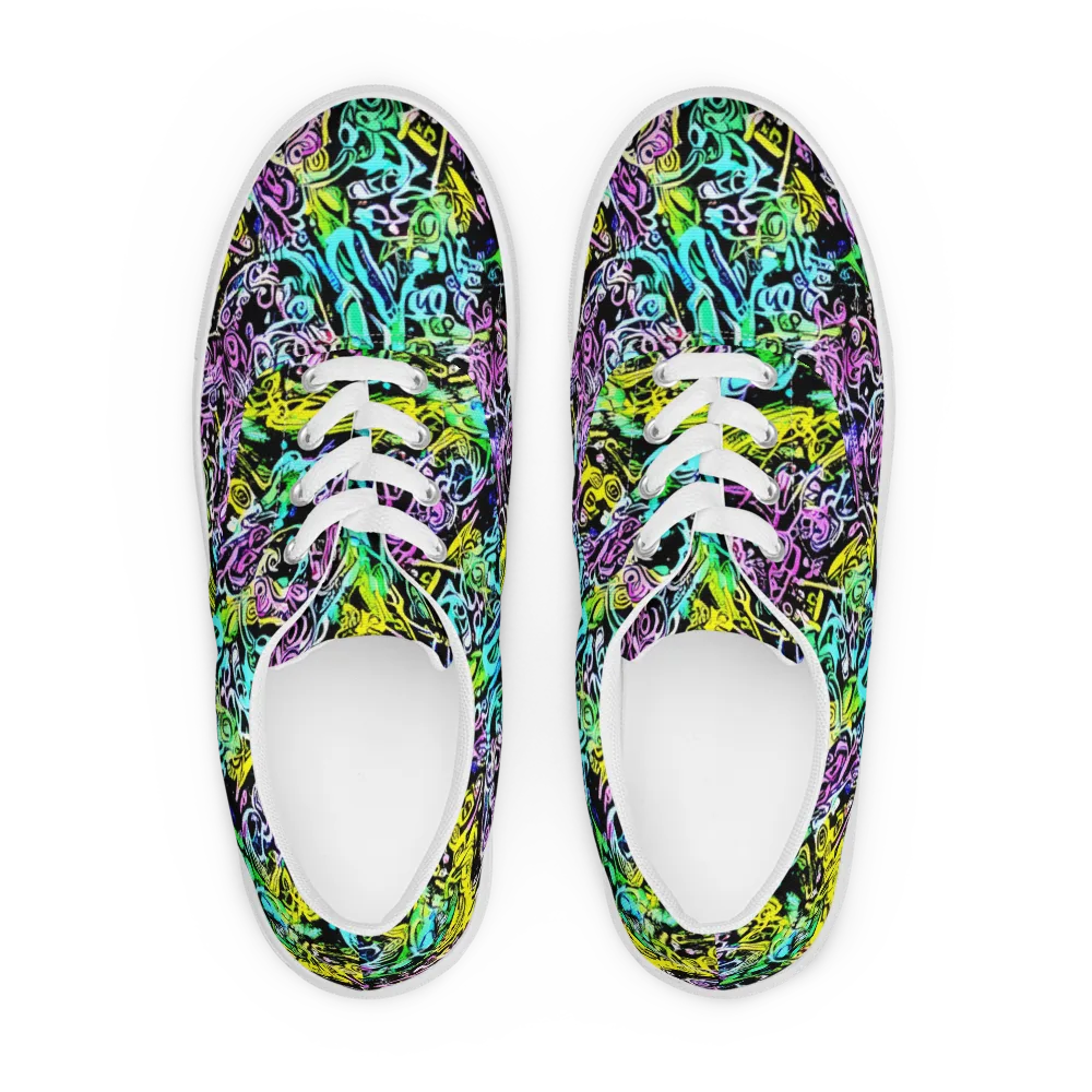 Psychic Graffiti on Men's Lace-Up Canvas Shoes — Front