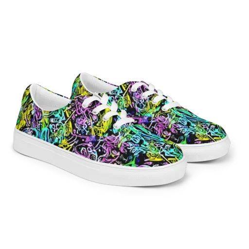 Psychic Graffiti on a Men's Lace-Up Canvas Shoes