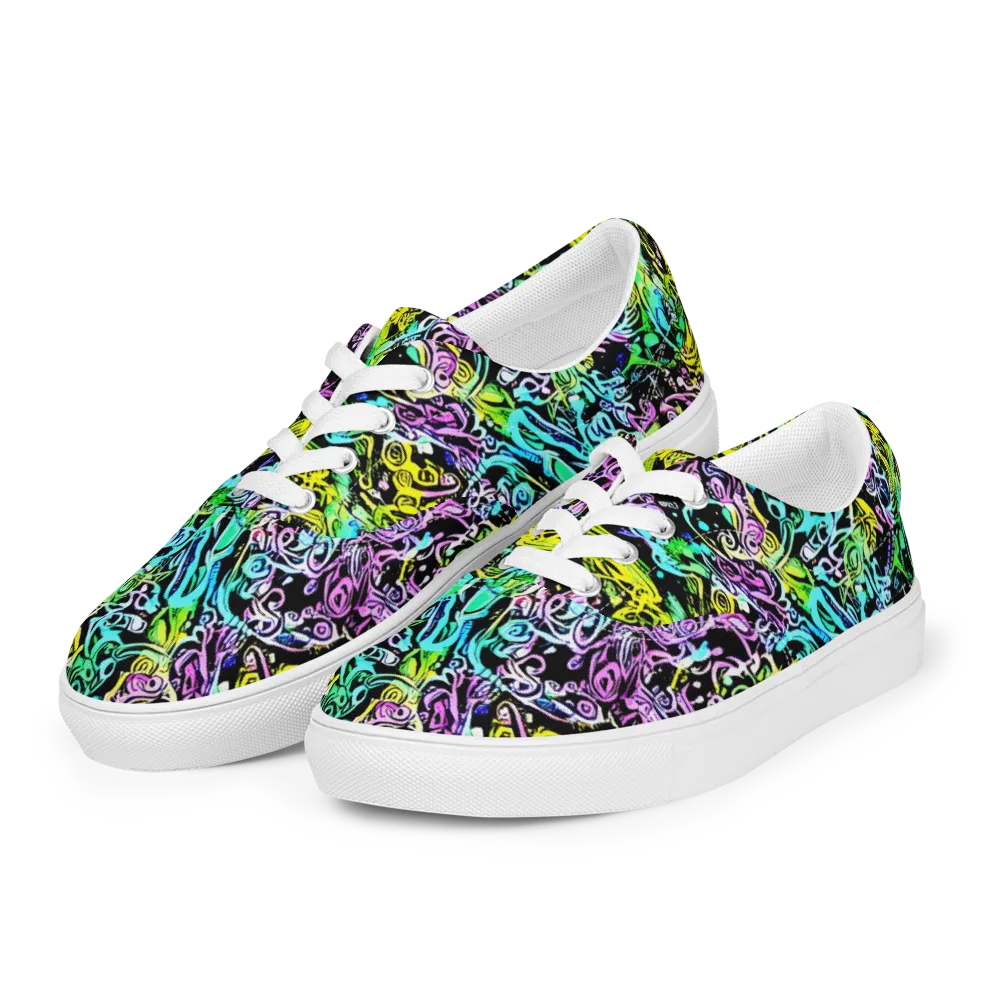 Psychic Graffiti on Men's Lace-Up Canvas Shoes — Left Front