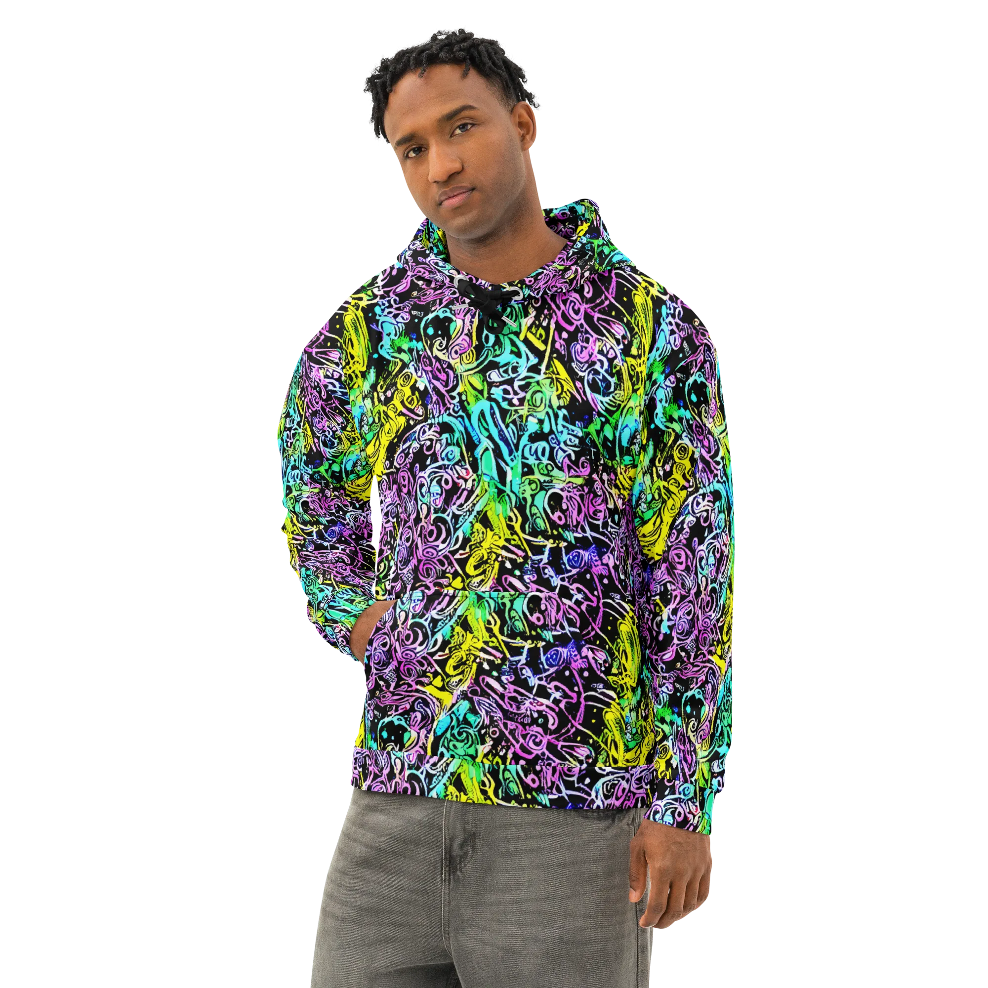 Psychic Graffiti on Cotton Hoodie — Left Front