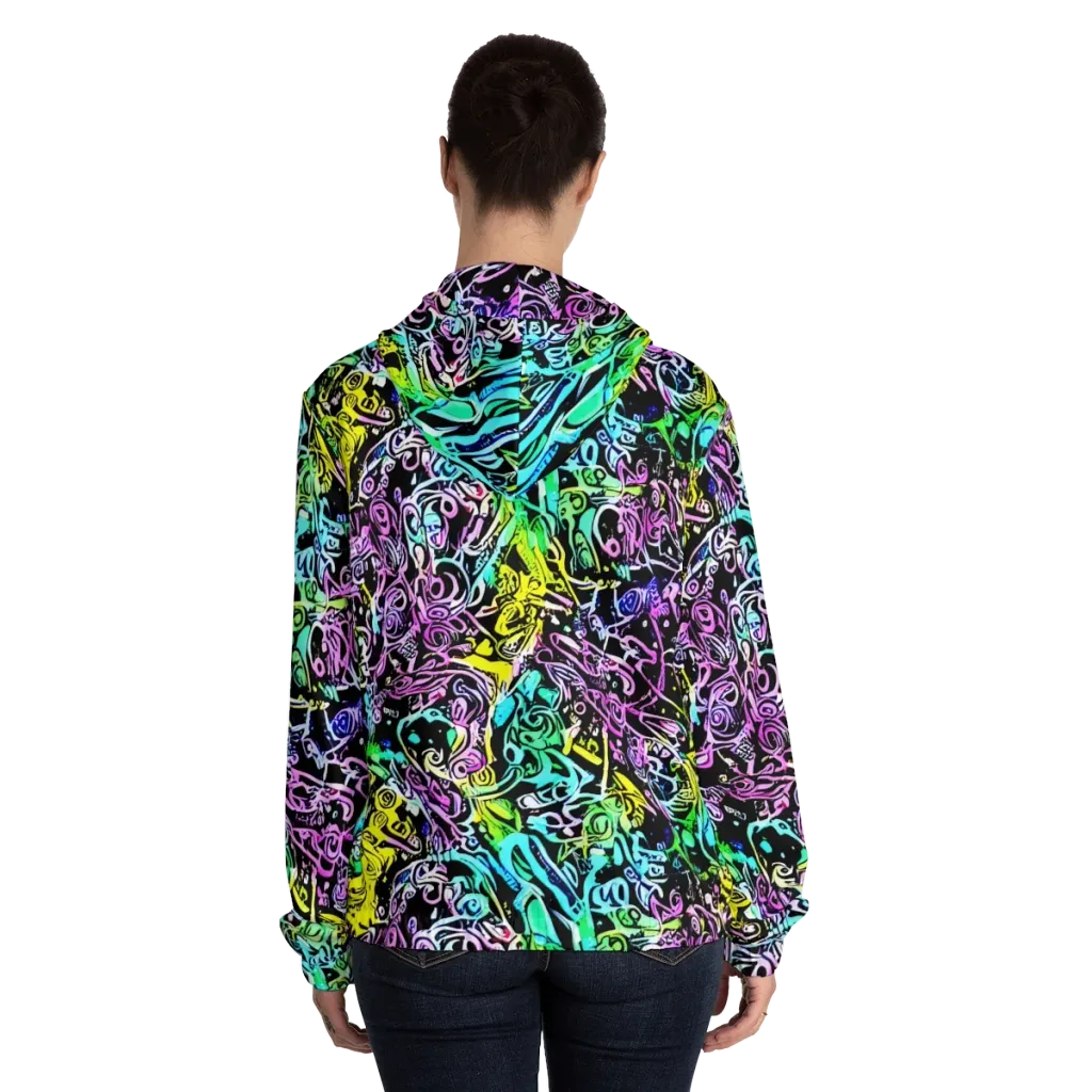 Psychic Graffiti on Women's Full-Zip Hoodie — Back On Person