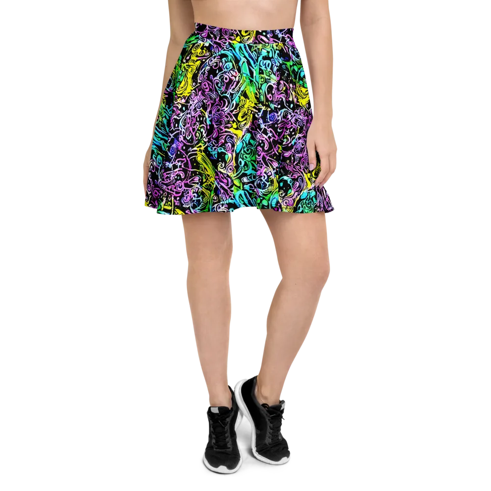Psychic Graffiti on Skater Skirt — Front