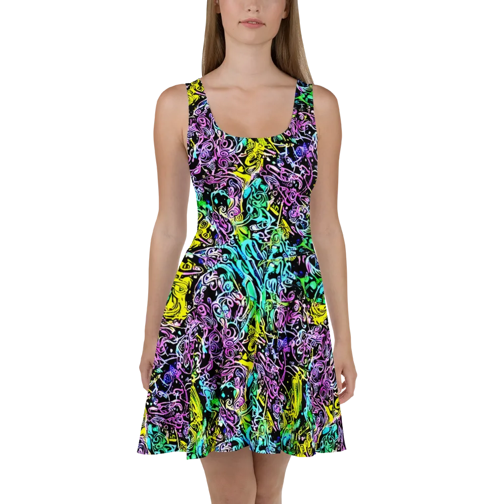 Psychic Graffiti on Skater Dress — Front