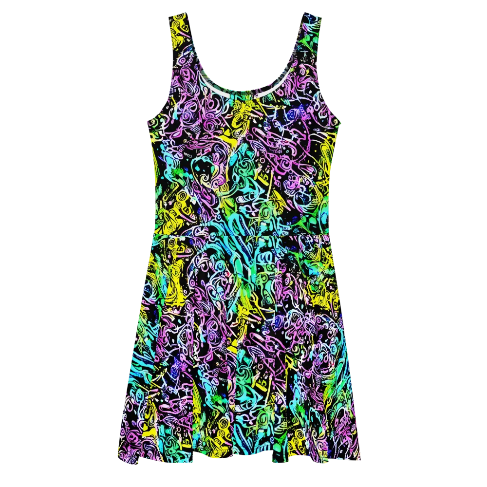 Psychic Graffiti on Skater Dress — Front