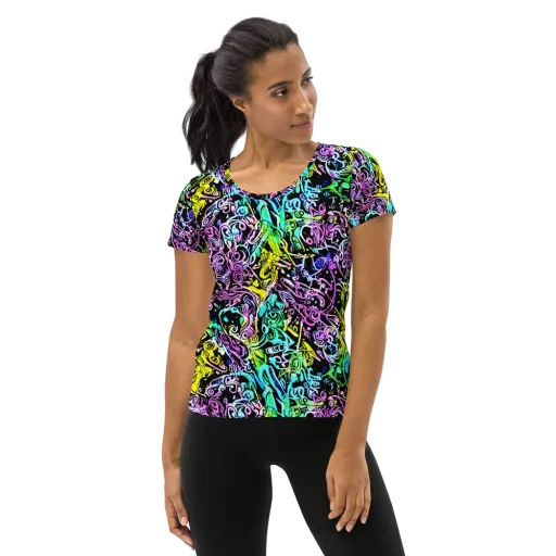 Psychic Graffiti on a Women's Athletic T-Shirt