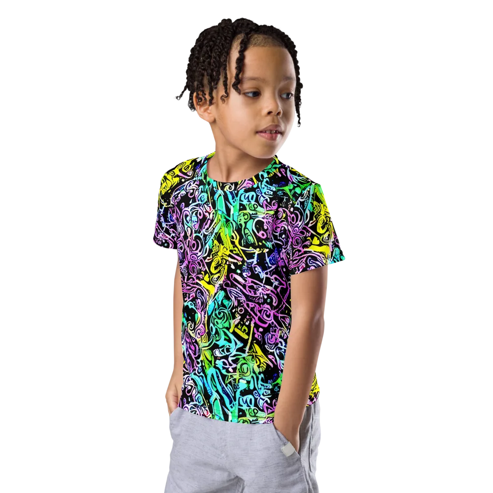 Psychic Graffiti on Kids Crew Neck T-Shirt — Left Front