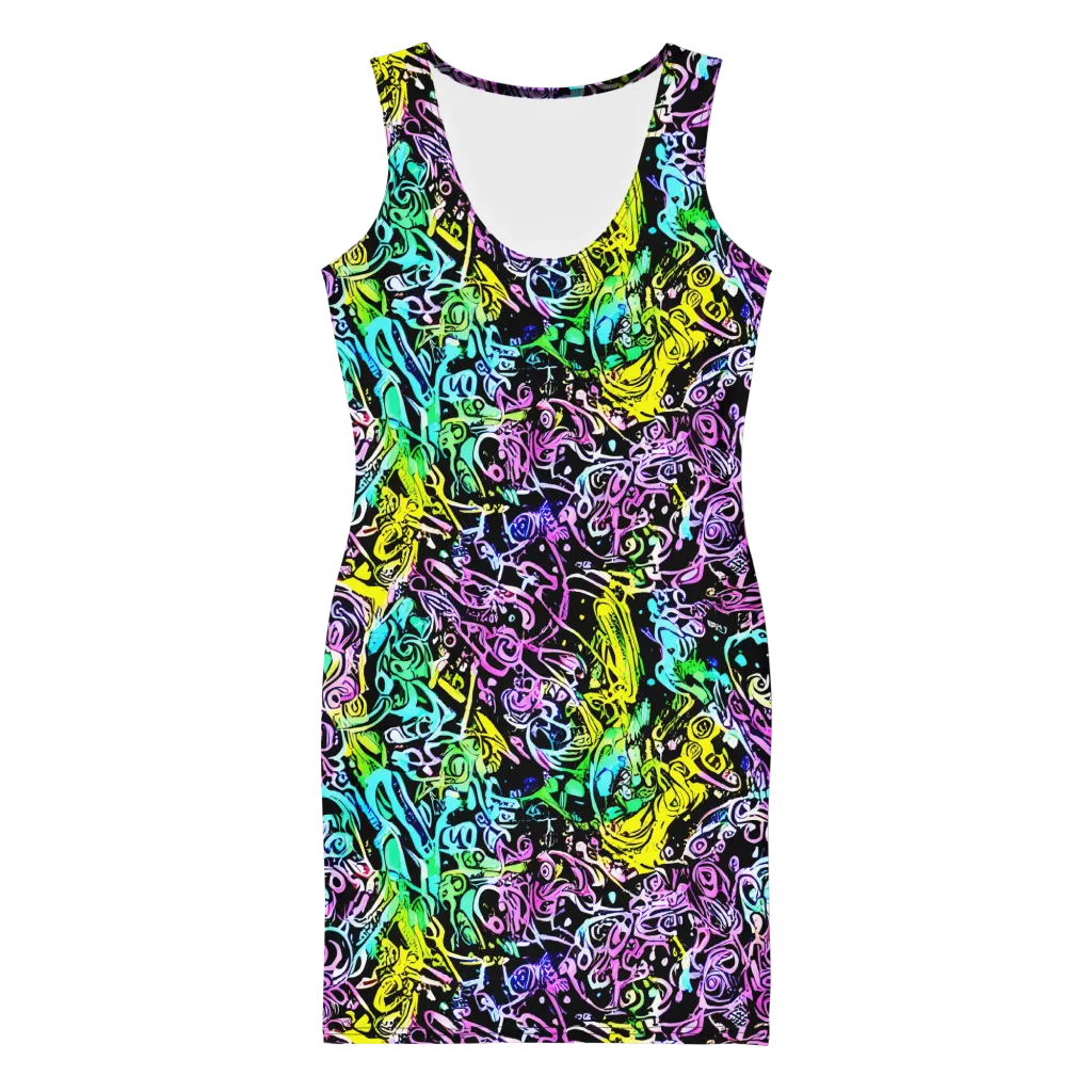 Psychic Graffiti on Bodycon Dress — Front
