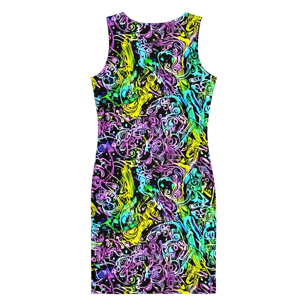 Psychic Graffiti on Bodycon Dress — Back